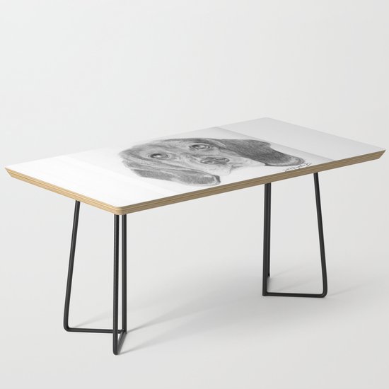 Beagle Dog Face Realistic Pencil Sketch Drawing Coffee Table By