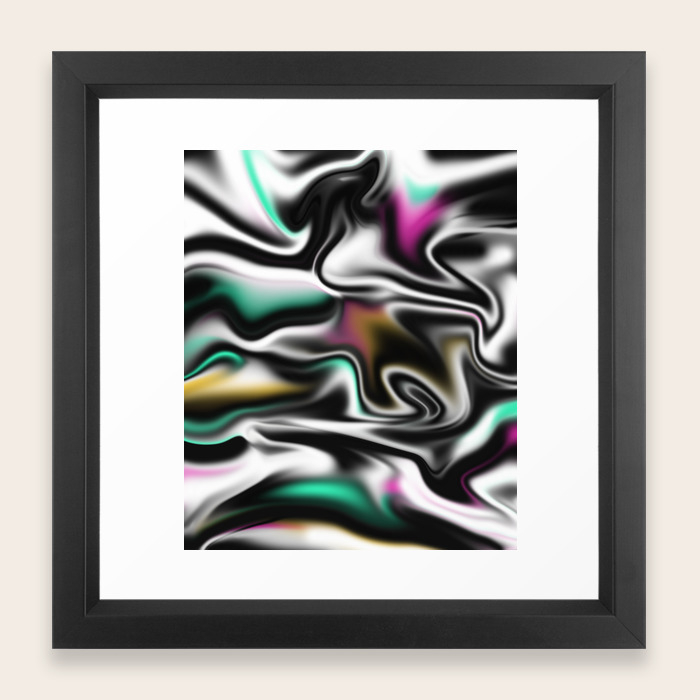 Psychedelic Liquid Abstract Paint In Black White Pink Turquoise