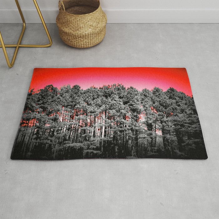 Gray Trees Candy Apple red Sky Rug