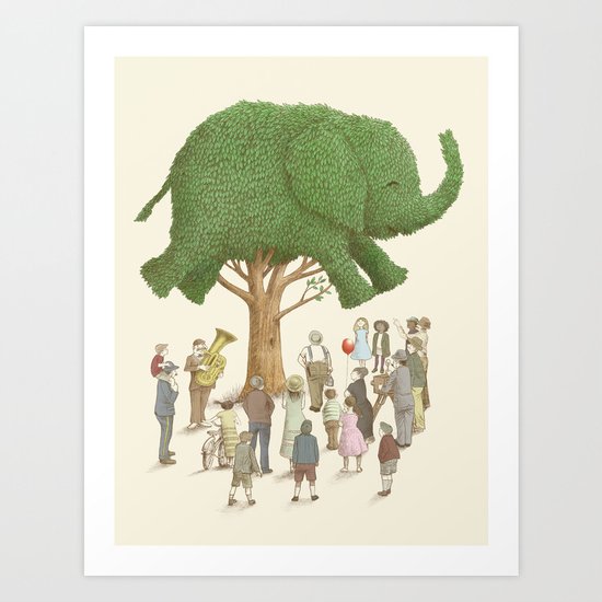 The Night Gardener - Elephant Topiary Art Print