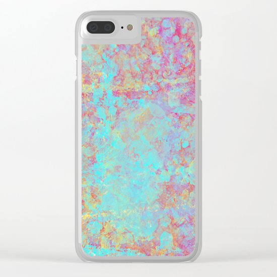 Abstract Painting - Textured cyan and purple Clear iPhone Case