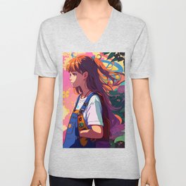 girl's sadness V Neck T Shirt