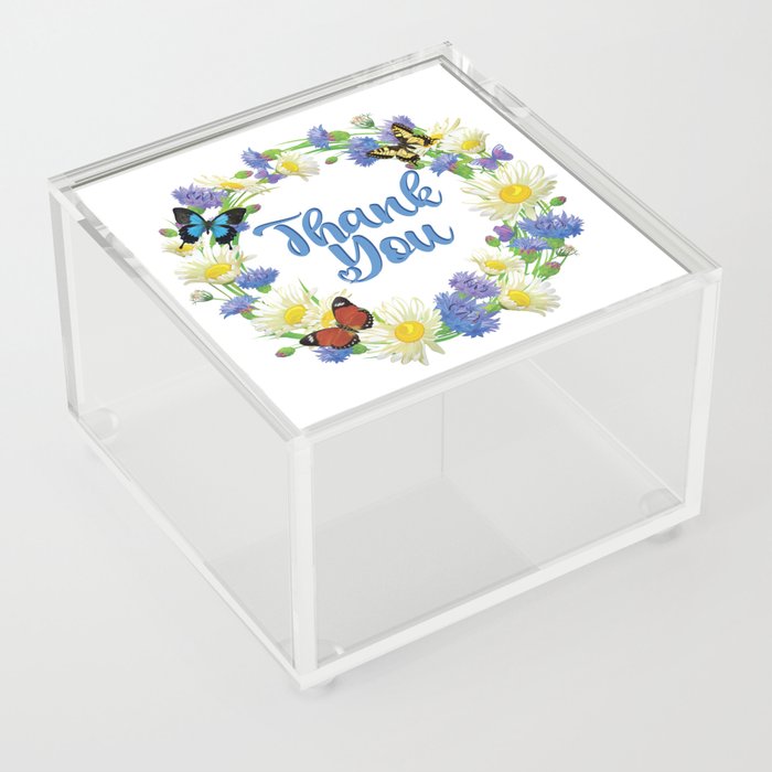 Thank You Note - Cute Floral  Acrylic Box
