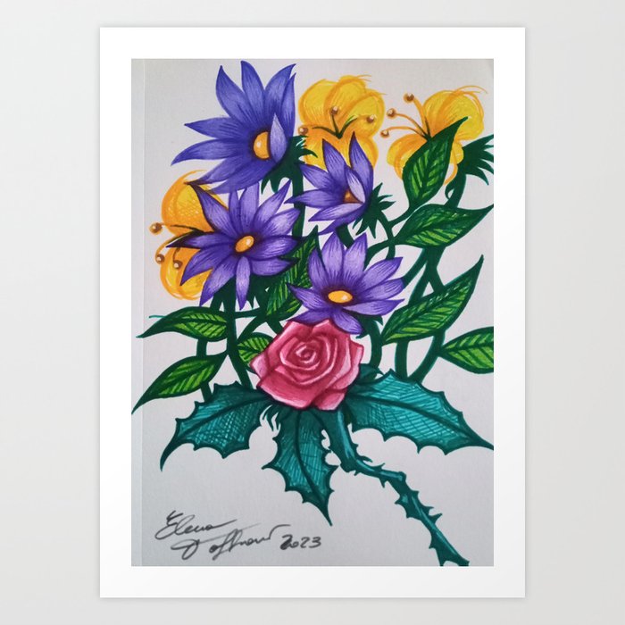 Flowers mix Art Print