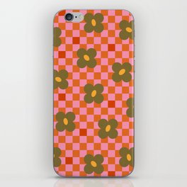 Little floral retro checker pattern iPhone Skin