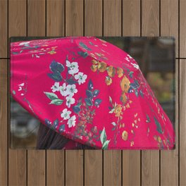 South Korea Photography - South Korean Woman Under Umbrella Outdoor Rug