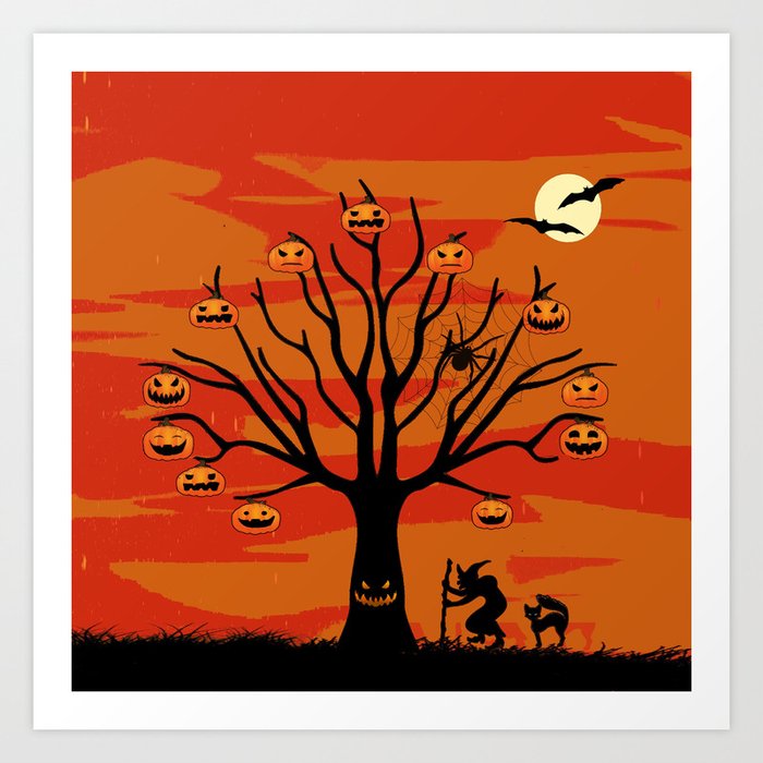 Skull Witch Creepy Halloween Art Print By Bluedarkatlem Society6