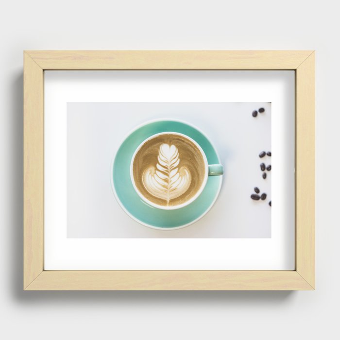 Cup of Coffee with Coffee Beans Recessed Framed Print