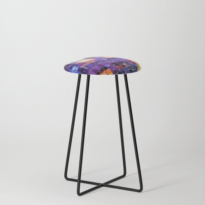 Twinkle 70s Disco Ball Pattern  Counter Stool