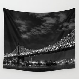 Queensborough Bridge at night. Black and white photography Wall Tapestry