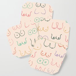 Pastel Boobs Drawing Coaster | Sexy, Lines, Modern, Nude, Boho, Minimalist, Boobies, Feminist, Boobs, Summer 