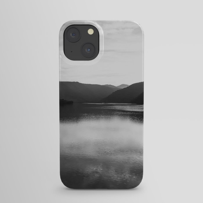 Monochromatic mountain lake landscape iPhone Case