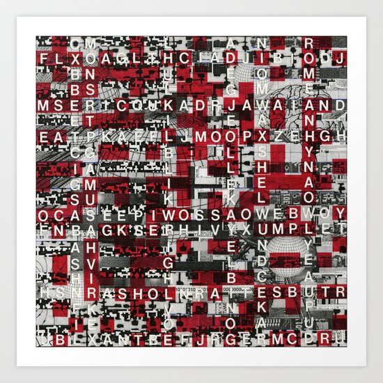 Paradox Network (P/D3 Glitch Collage Studies) Art Print