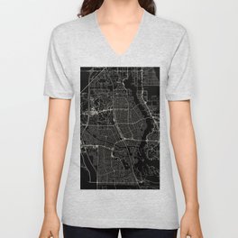 USA, Port St. Lucie - Black and White City Map V Neck T Shirt