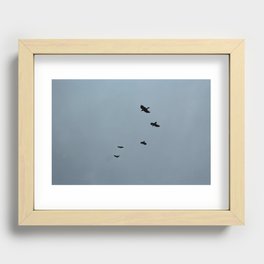  Ravens Flying Foggy Sky Recessed Framed Print