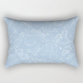 Pale Blue and White Toys Outline Pattern Rectangular Pillow