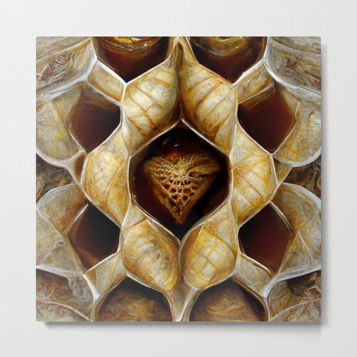 Maple Honey Heart Pattern Metal Print
