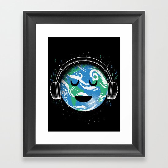 The whole planet loves music Framed Art Print