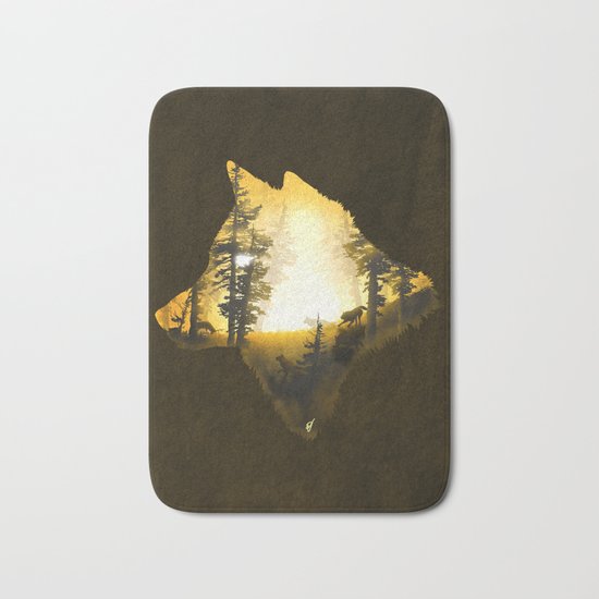 Yellow Wolf Bath Mat