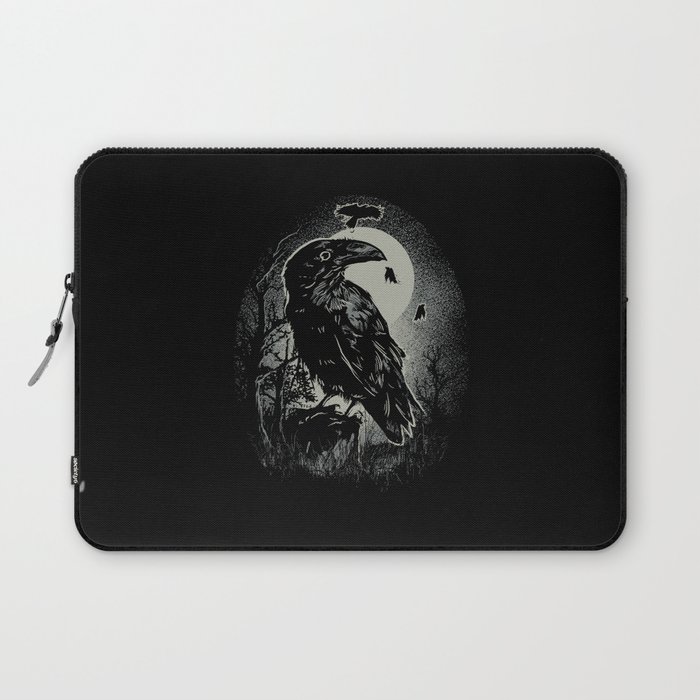 Spooky Night Raven Birds Illustration Laptop Sleeve
