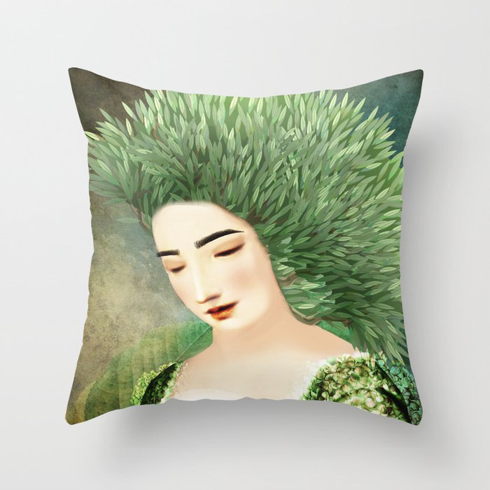 Protective of olive trees Throw Pillow