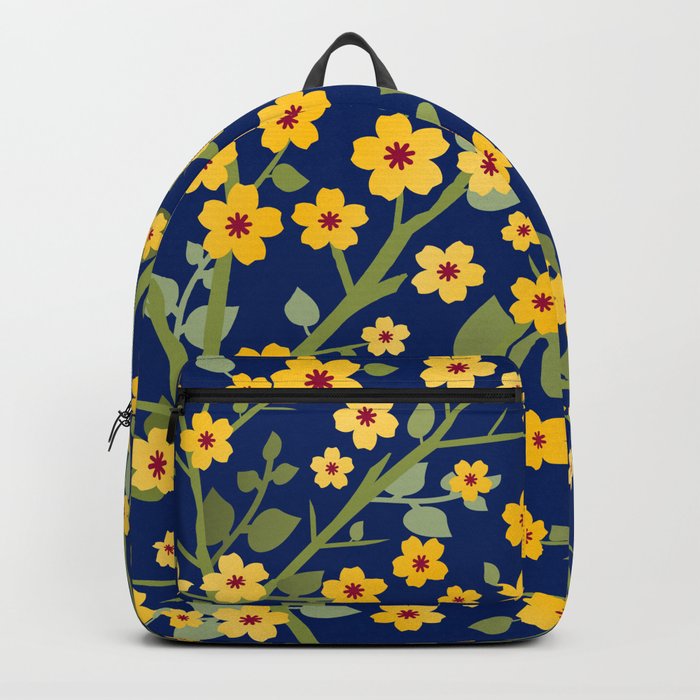 Lovely Blossoms - yellow on navy Backpack
