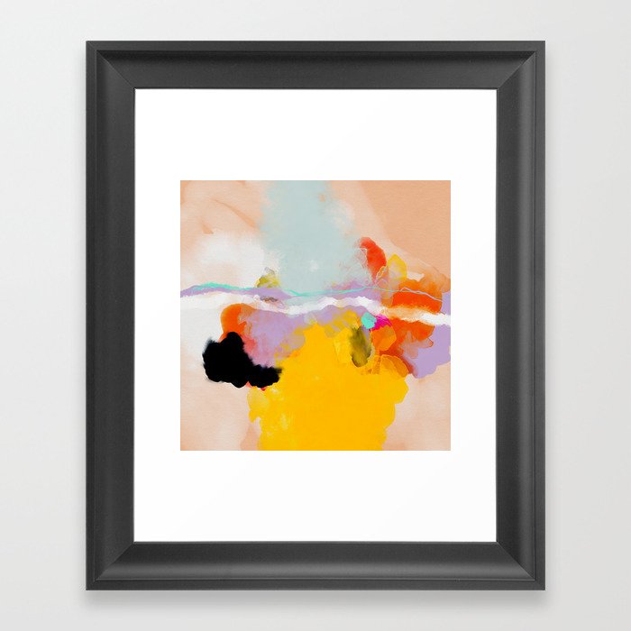 yellow blush abstract Framed Art Print by lalunetricotee Art Paintings ...
