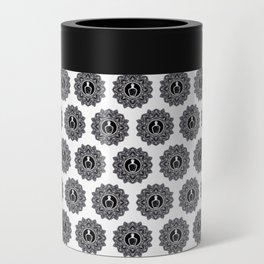 Black and white mandala bottle with stars and purple patterns Can Cooler