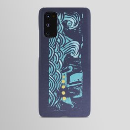 Wave and Boat Linocut Android Case