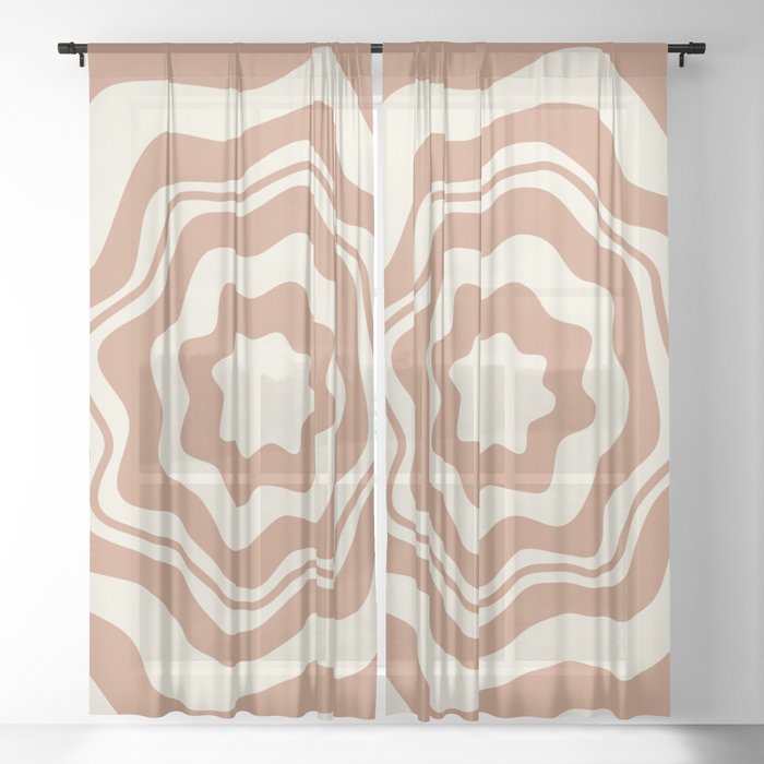 boho floral - cream and clay Sheer Curtain