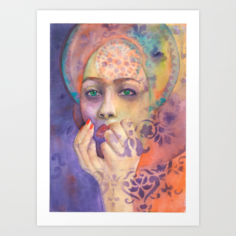Portrait Of Queen Arabela With Blue Eyes Art Print By Annabellstudio Society6
