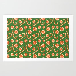 Christmas traditional candy cane pattern Art Print