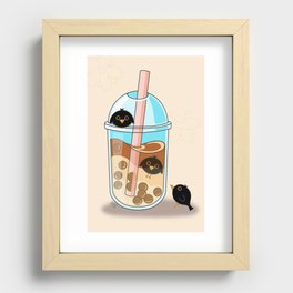 Bubble tea with birds Recessed Framed Print