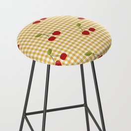 Cherries Yellow Plaid Bar Stool