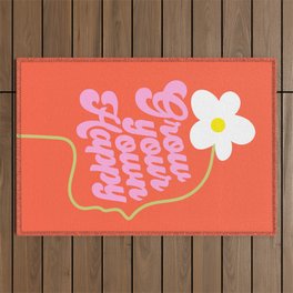Grow your own happy - floral portrait Outdoor Rug