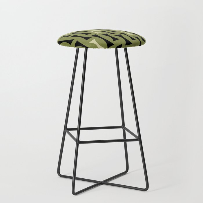 Retro Mid Century Modern Abstract Pattern 624 Black Green and Beige Bar Stool