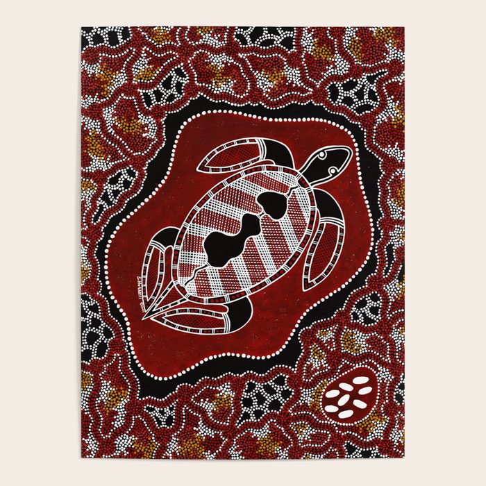 Authentic Aboriginal Art Turtle Dreaming Poster by Hogarth Arts