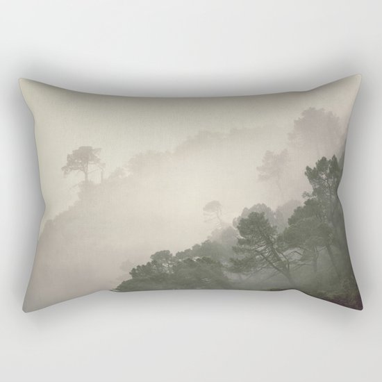 "Mountain light II". Foggy forest. Rectangular Pillow