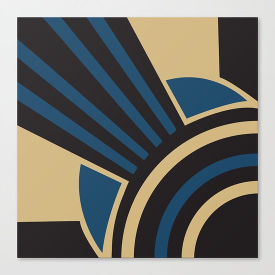 Art Deco Beautiful Life In Blue Canvas Print