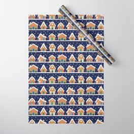 Gingerbread Houses - Navy Wrapping Paper