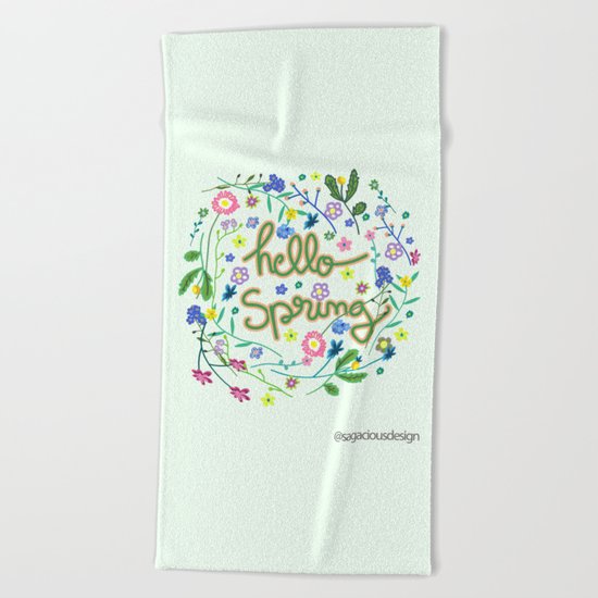 Hello Spring Beach Towel