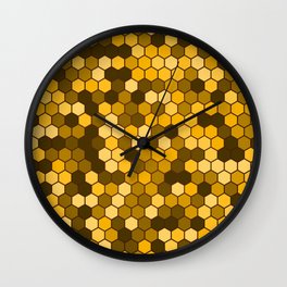 Yellow Color Hexagon Honeycomb Design Wall Clock