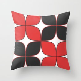 Mid-Century Modern Art - Flower Pattern Black Red Throw Pillow
