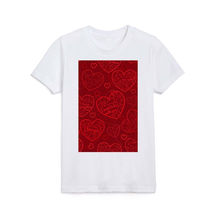 Red Love Heart Collection Kids T Shirt