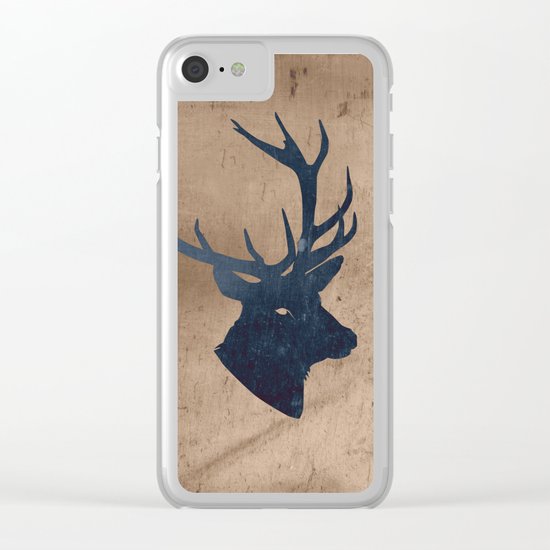 Grunge Deer Stag Simple Illustration for Men Clear iPhone Case