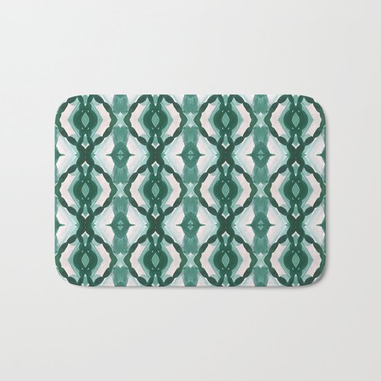Watercolor Green Tile 1 Bath Mat
