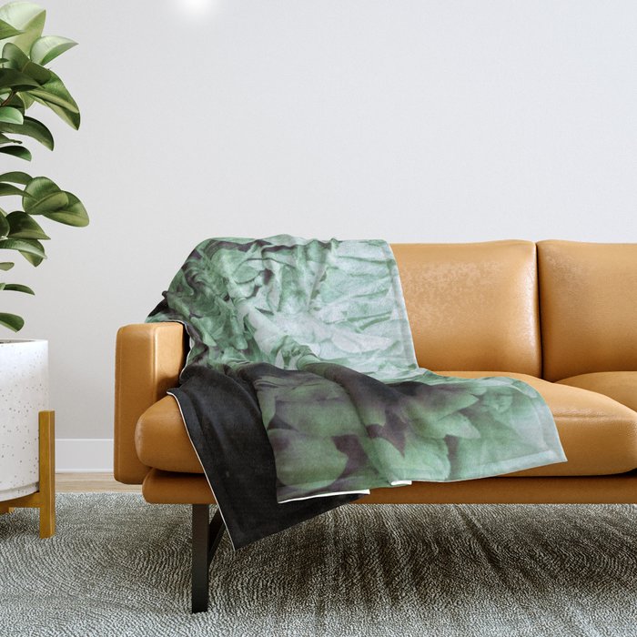 Floral Blossoms pastel green - Artistic Nude Photograph Throw Blanket