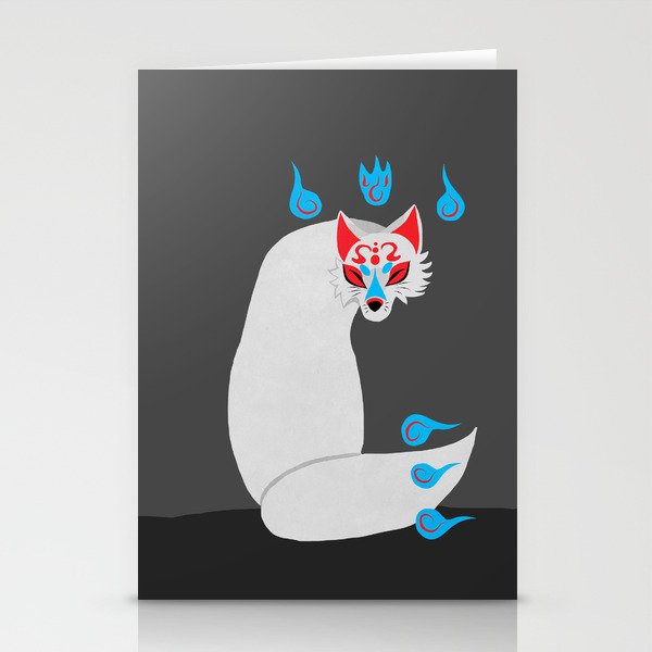 White Kitsune Stationery Cards