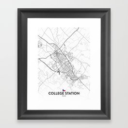 College Station, Texas, United States - Light City Map Framed Art Print