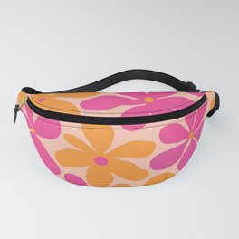  Groovy Pink and Orange Flowers Pattern - Retro Aesthetic  Fanny Pack
